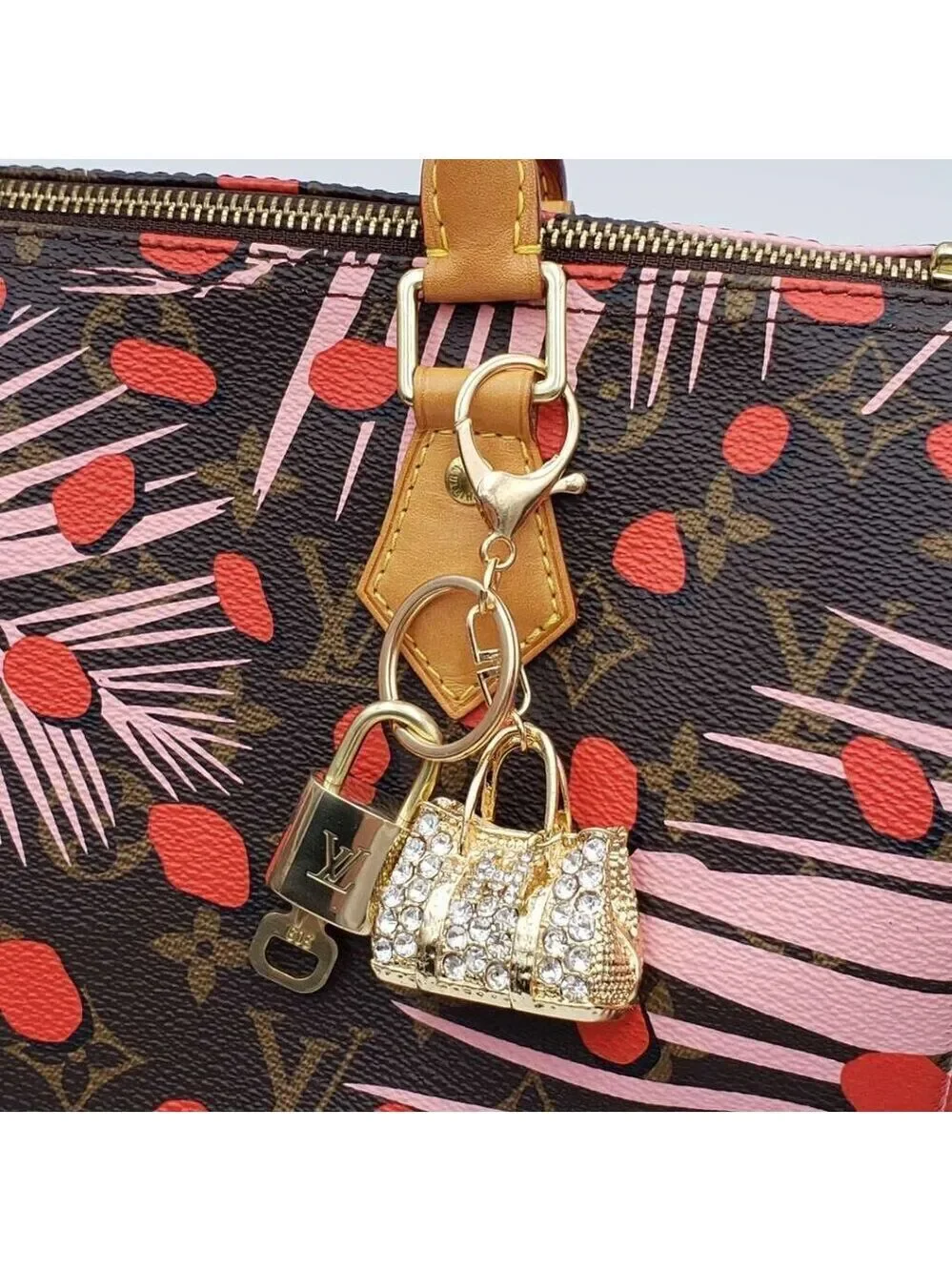 Authentic Louis Vuitton Padlock & Key Gold ✨Unbranded Bag Charm Keychain
